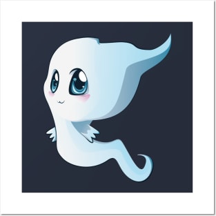 Cute cartoon white ghost Posters and Art